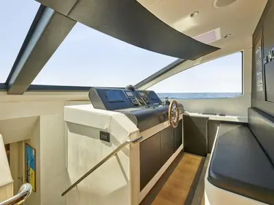 Cockpit of La Fenice, a Azimut 85F motor yacht at Kontokali, Greece