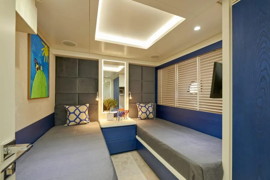 Cabin on La Fenice, a Azimut 85F motor yacht at Kontokali, Greece
