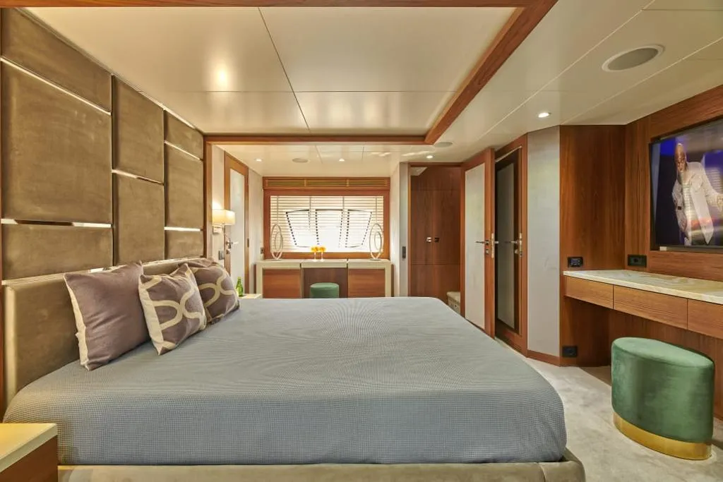 Cabin on La Fenice, a Azimut 85F motor yacht at Kontokali, Greece