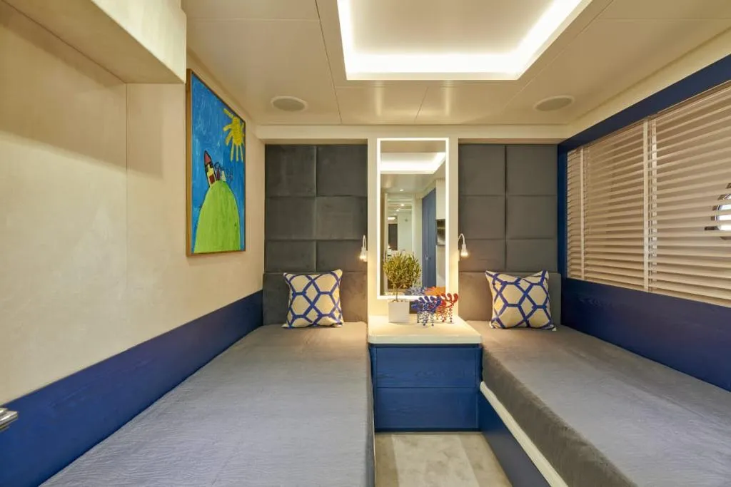 Cabin on La Fenice, a Azimut 85F motor yacht at Kontokali, Greece