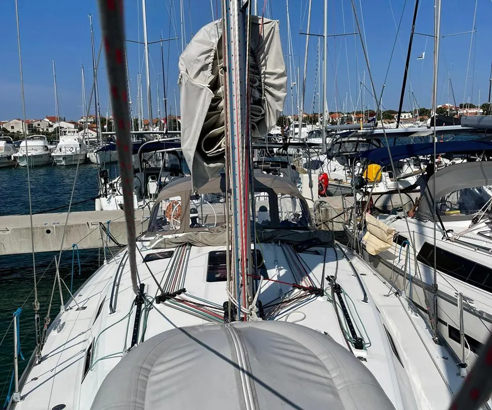 Deck of Allegro, a Bavaria Cruiser 40 S sailboat at Grad Pula, Croatia