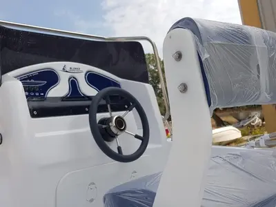Cockpit of Gulet Blumax 19 Pro, a motorboat at Livorno, Italy