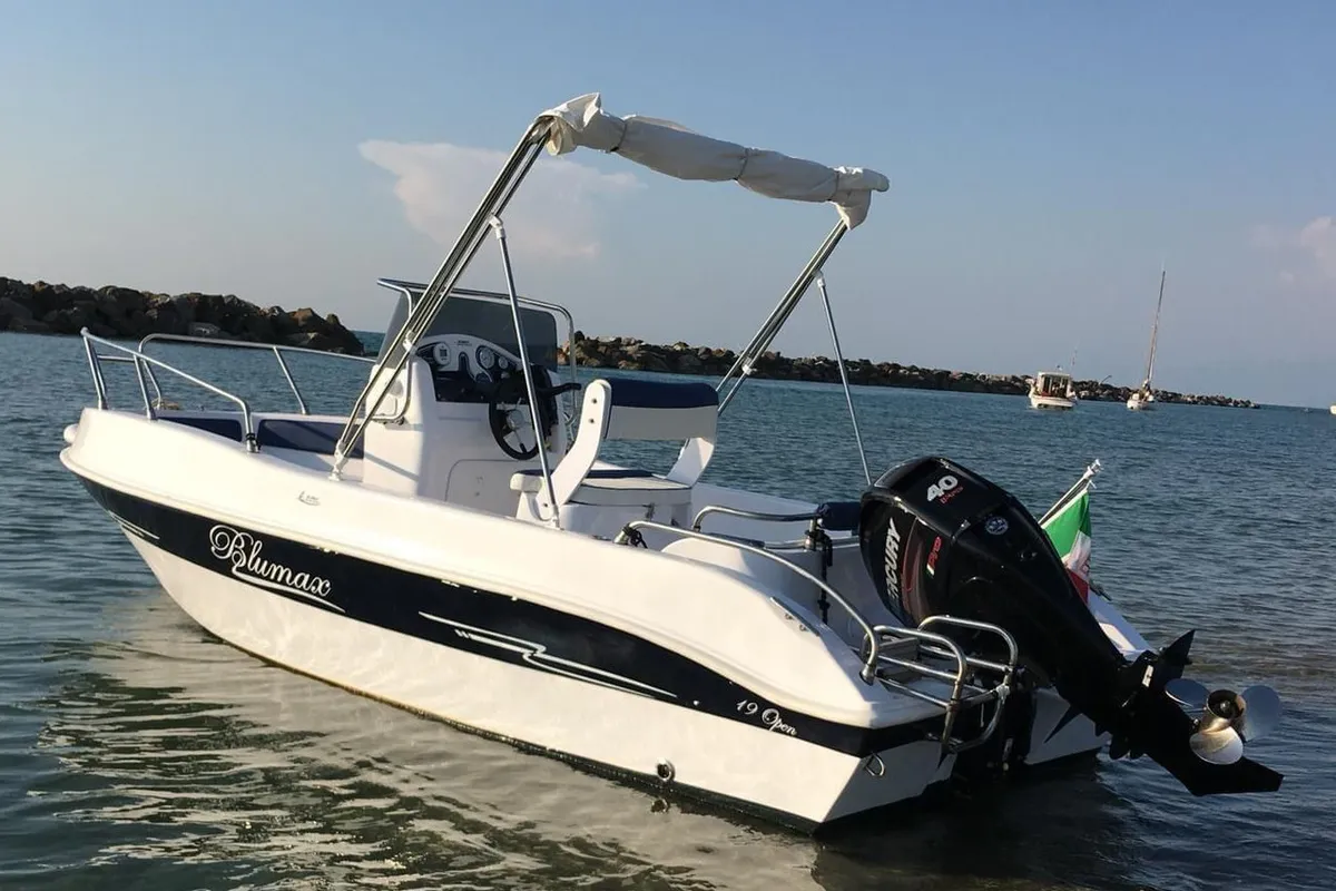 Exterior view of Gulet Blumax 19 Pro, a motorboat at Livorno, Italy