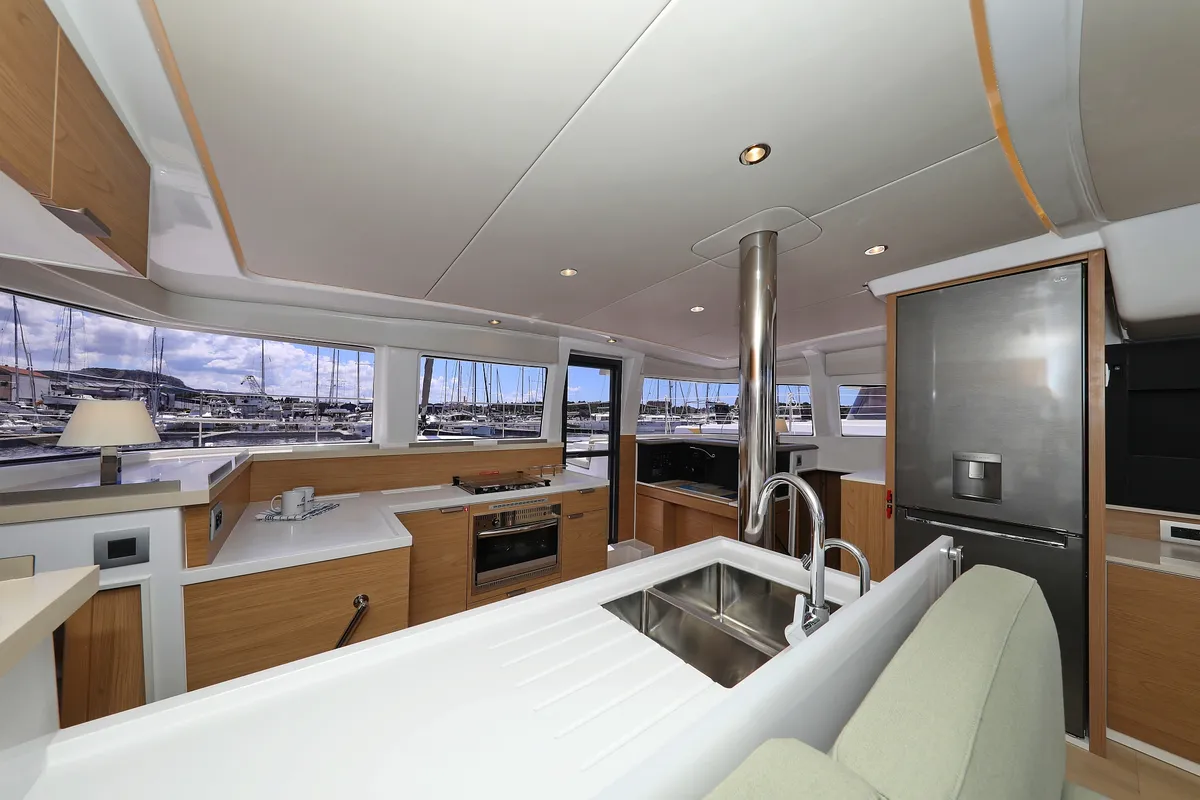 Galley of Mademoiselle, a Bali 4.2 catamaran at Općina Rogoznica, Croatia