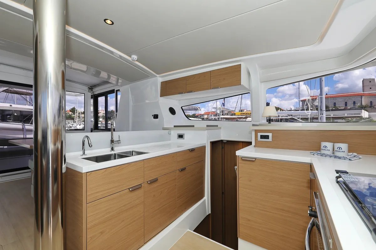 Galley of Mademoiselle, a Bali 4.2 catamaran at Općina Rogoznica, Croatia
