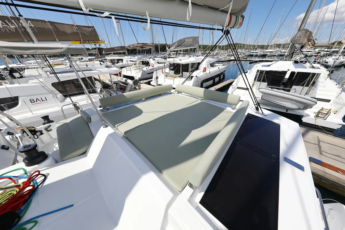 Deck of Mademoiselle, a Bali 4.2 catamaran at Općina Rogoznica, Croatia