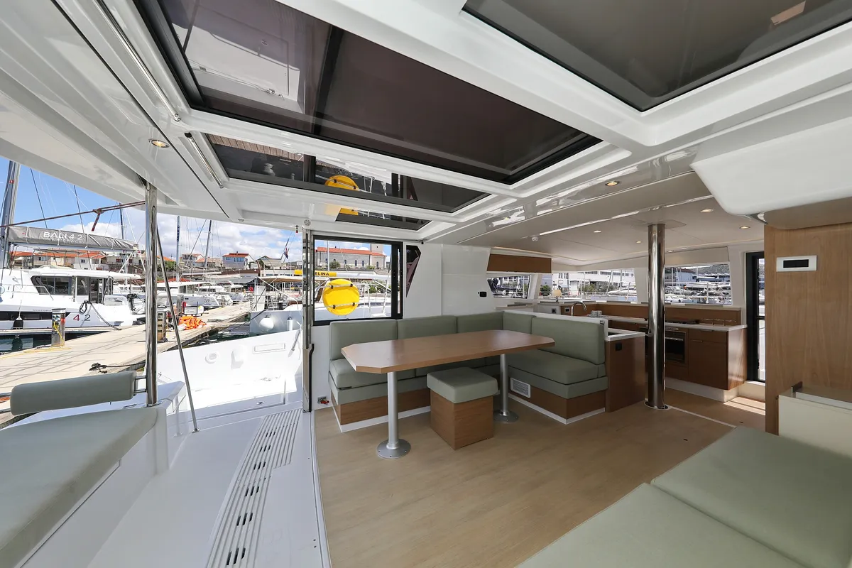 Salon of Mademoiselle, a Bali 4.2 catamaran at Općina Rogoznica, Croatia