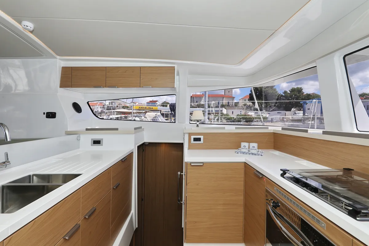 Galley of Mademoiselle, a Bali 4.2 catamaran at Općina Rogoznica, Croatia