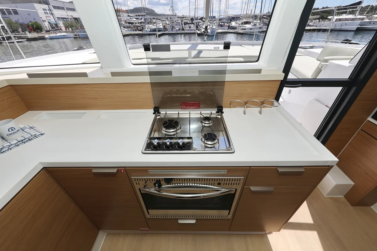 Galley of Mademoiselle, a Bali 4.2 catamaran at Općina Rogoznica, Croatia