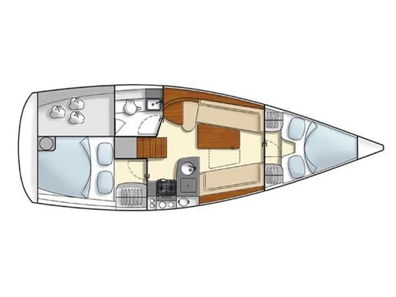 Floor plan of Selini, a Hanse 325 sailboat at Athens, Greece