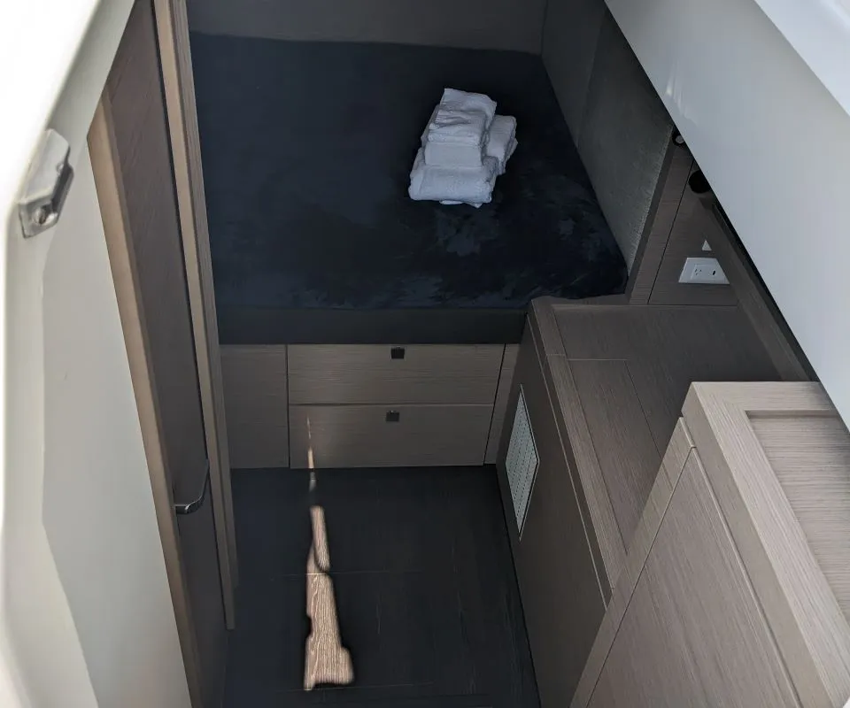 Cabin on Dragonfly, a Fountaine Pajot Tanna 47 catamaran at Road Town, British Virgin Islands