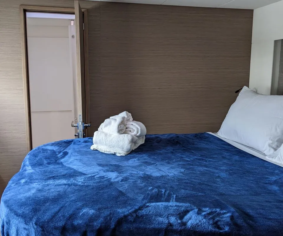 Cabin on Dragonfly, a Fountaine Pajot Tanna 47 catamaran at Road Town, British Virgin Islands
