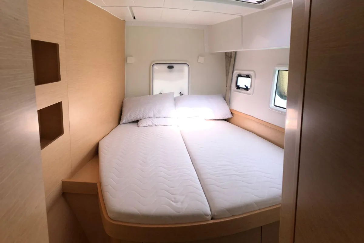 Cabin on Lagoon 42, a catamaran at Capo d'Orlando, Italy