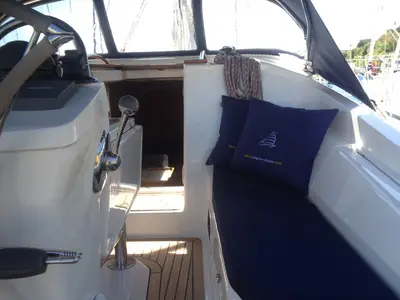 Cockpit of Sea Bird, a Elan Impression 344 sailboat at Primošten, Croatia
