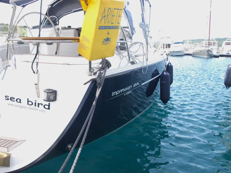Exterior view of Sea Bird, a Elan Impression 344 sailboat at Primošten, Croatia