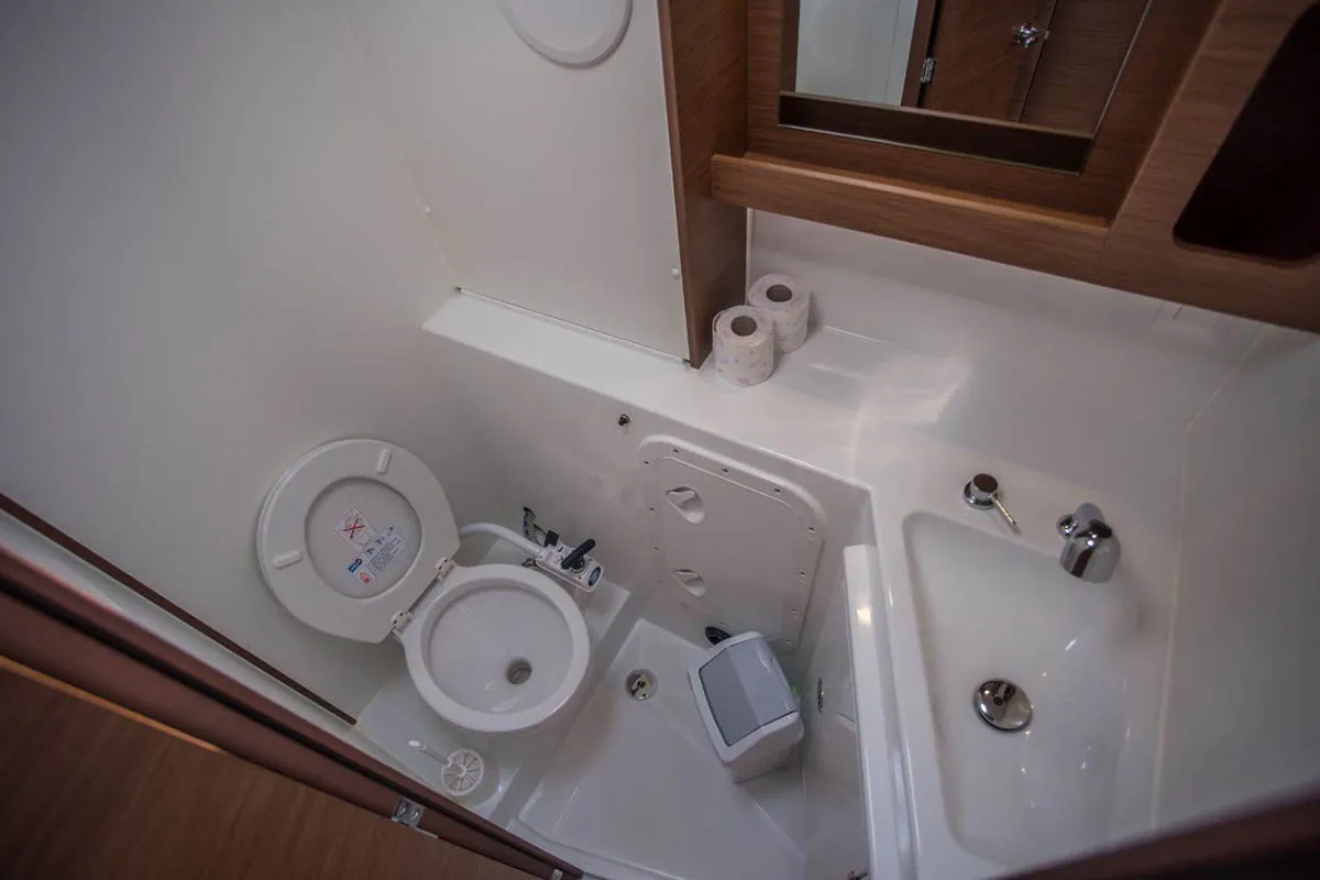 Cabin on Angela V , a Lagoon 42 catamaran at Seget Donji, Croatia