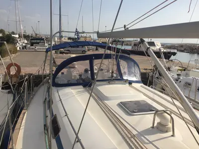 Deck of Stelios, a Bavaria 44 sailboat at Municipal Unit of Ellomenos, Greece