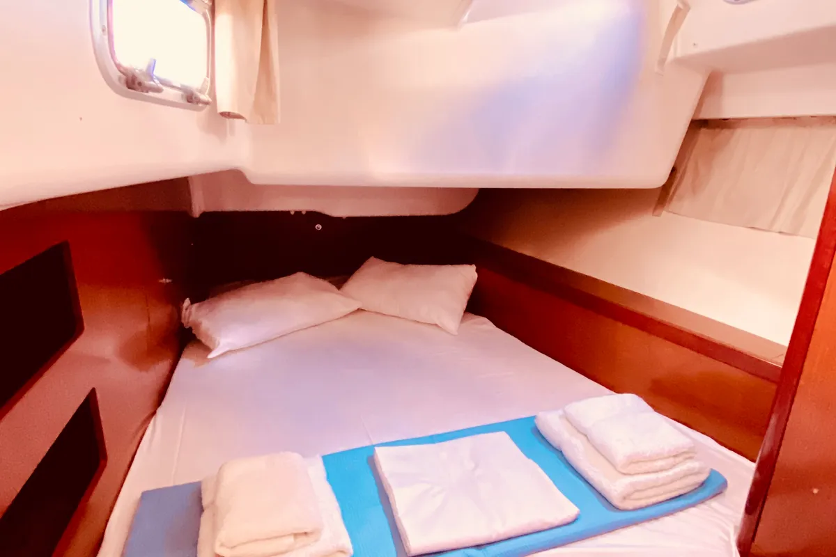 Cabin on Pura Vida (Pax 12), a Beneteau Oceanis 50 sailboat at Municipal Unit of Lefkada, Greece