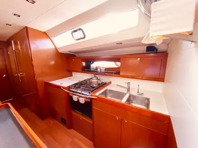 Galley of Pura Vida (Pax 12), a Beneteau Oceanis 50 sailboat at Municipal Unit of Lefkada, Greece