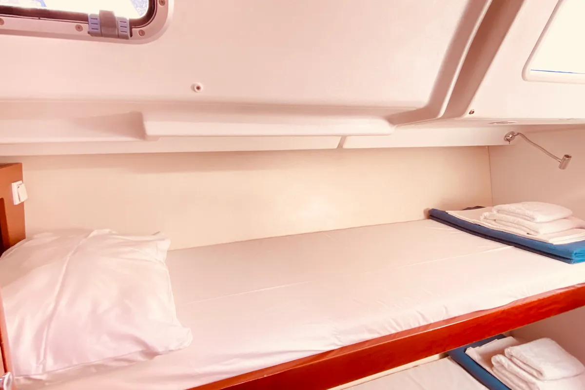 Cabin on Pura Vida (Pax 12), a Beneteau Oceanis 50 sailboat at Municipal Unit of Lefkada, Greece