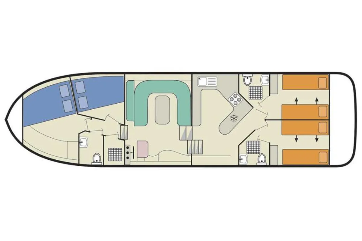 Floor plan of Cygnet Magnifique, a motorboat at Saint-Gilles, France