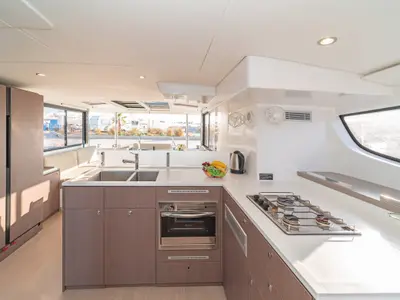 Galley of Rafaela, a Bali 4.6 catamaran at Preveza, Greece