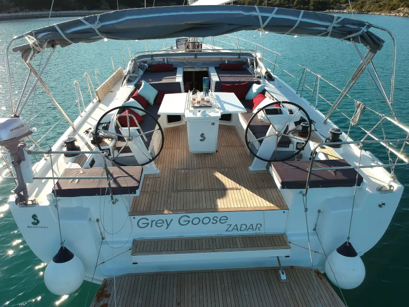 Cockpit of Grey Goose, a Beneteau Oceanis 51.1 sailboat at Općina Sukošan, Croatia