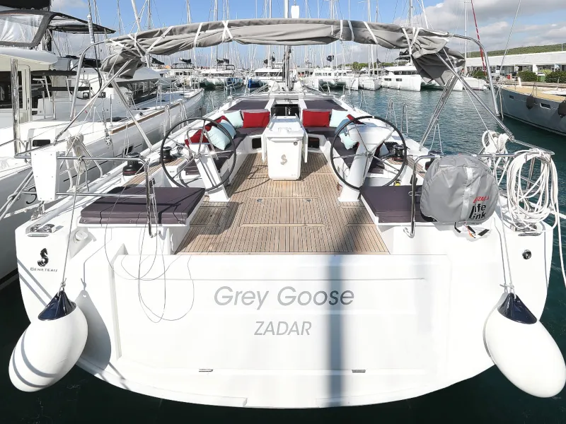 Cockpit of Grey Goose, a Beneteau Oceanis 51.1 sailboat at Općina Sukošan, Croatia