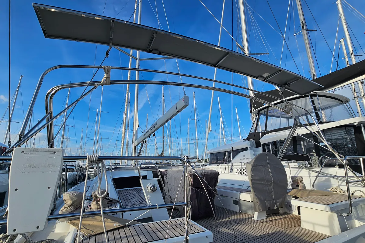 Deck of Grey Goose, a Beneteau Oceanis 51.1 sailboat at Općina Sukošan, Croatia