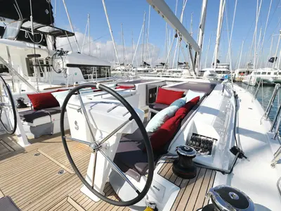 Cockpit of Grey Goose, a Beneteau Oceanis 51.1 sailboat at Općina Sukošan, Croatia