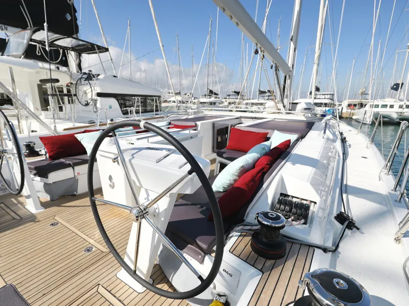 Cockpit of Grey Goose, a Beneteau Oceanis 51.1 sailboat at Općina Sukošan, Croatia