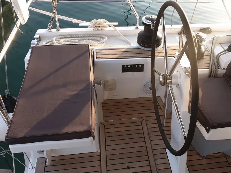 Cockpit of Grey Goose, a Beneteau Oceanis 51.1 sailboat at Općina Sukošan, Croatia