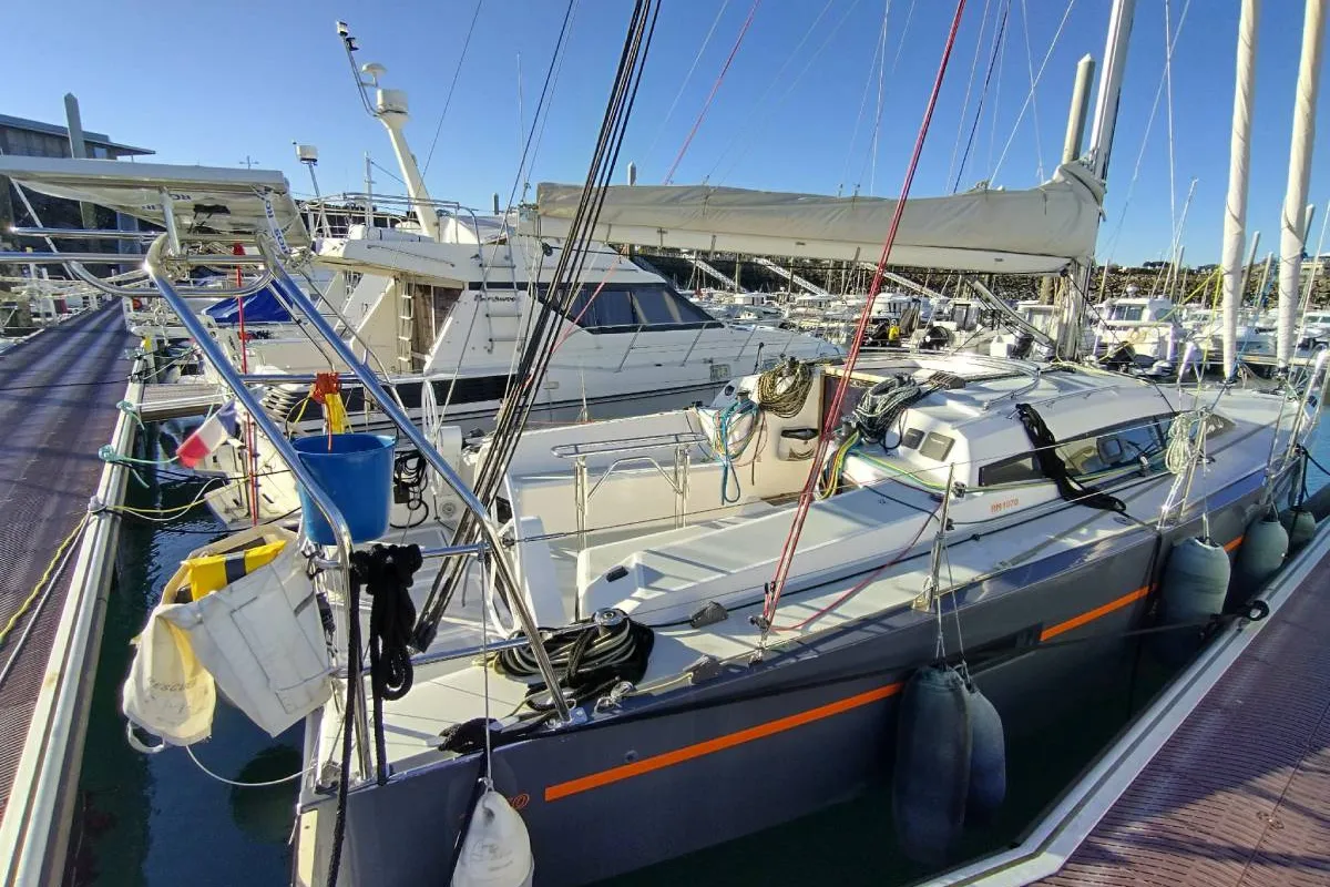 Exterior view of Bag Dir 3, a RM 1070 sailboat at Saint-Cast-le-Guildo, France