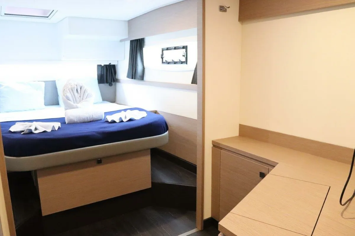 Cabin on Soleil Rae, a Fountaine Pajot Saba 50 catamaran at Road Town, British Virgin Islands