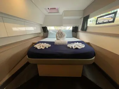 Cabin on Soleil Rae, a Fountaine Pajot Saba 50 catamaran at Road Town, British Virgin Islands