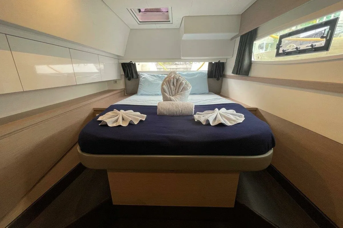 Cabin on Soleil Rae, a Fountaine Pajot Saba 50 catamaran at Road Town, British Virgin Islands