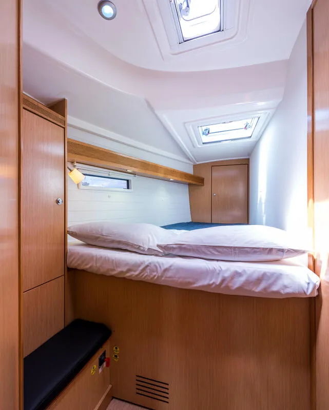 Cabin on Altair, a Bavaria 50 Cruiser sailboat at Svoronata, Greece