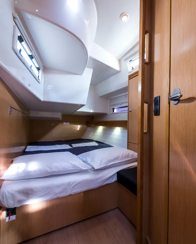 Cabin on Altair, a Bavaria 50 Cruiser sailboat at Svoronata, Greece