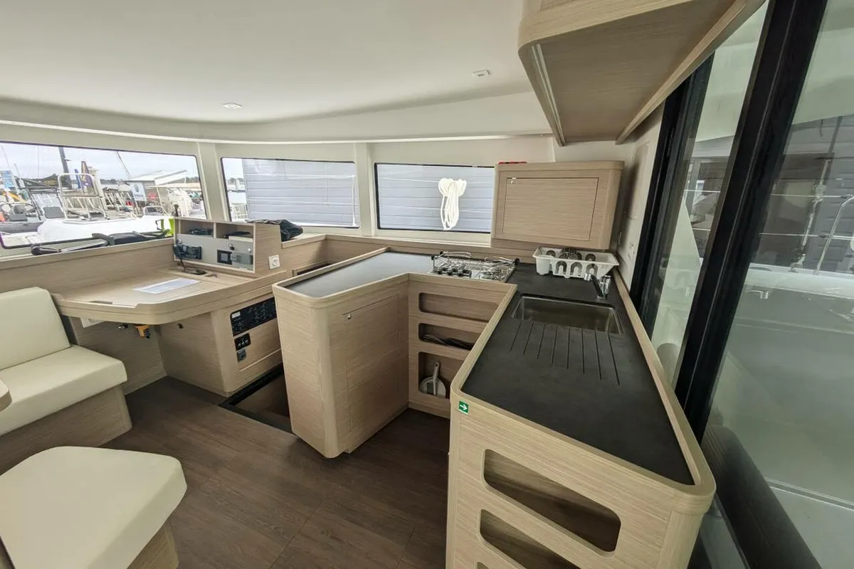 Galley of Petit Terre, a Lagoon 42 catamaran at Pointe-à-Pitre, France