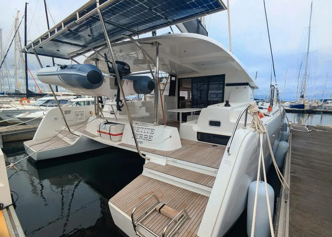 Exterior view of Petit Terre, a Lagoon 42 catamaran at Pointe-à-Pitre, France