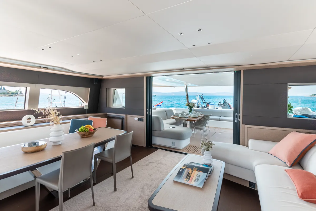 Salon of Seaductive Orca, a Lagoon Sixty 5 catamaran at Split, Croatia