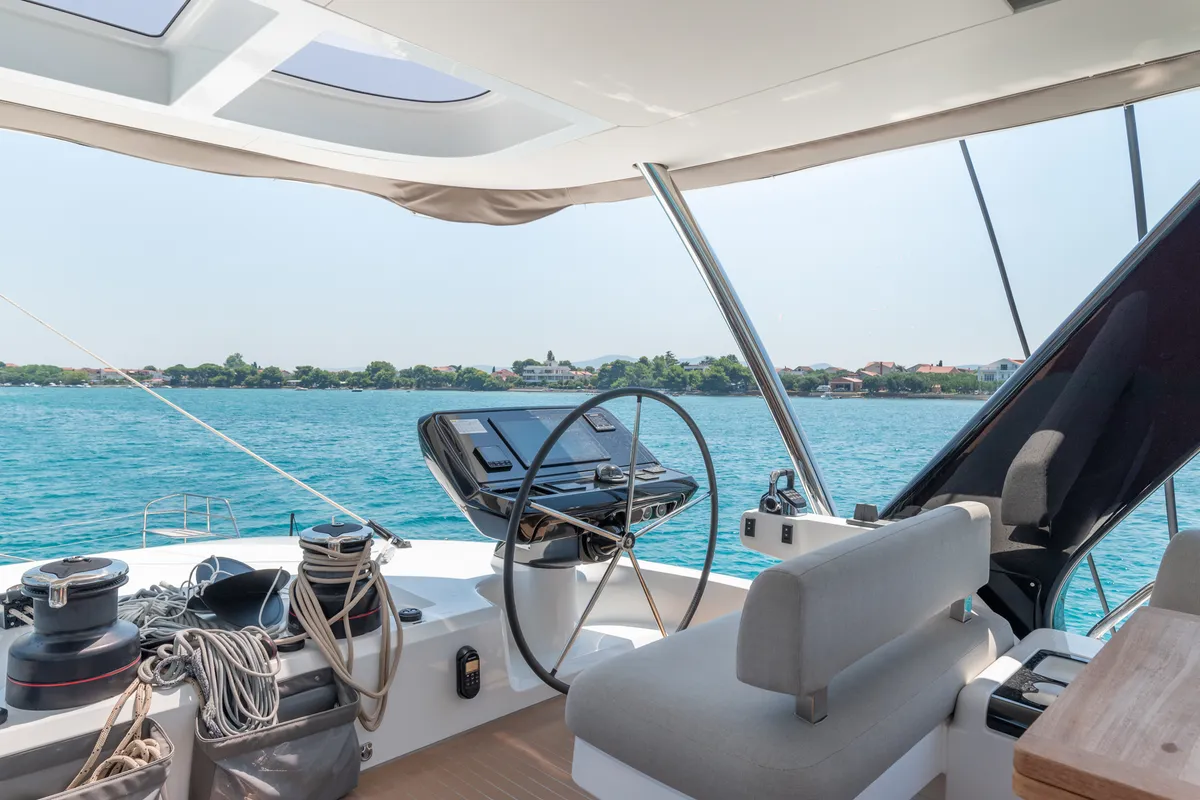 Cockpit of Seaductive Orca, a Lagoon Sixty 5 catamaran at Split, Croatia