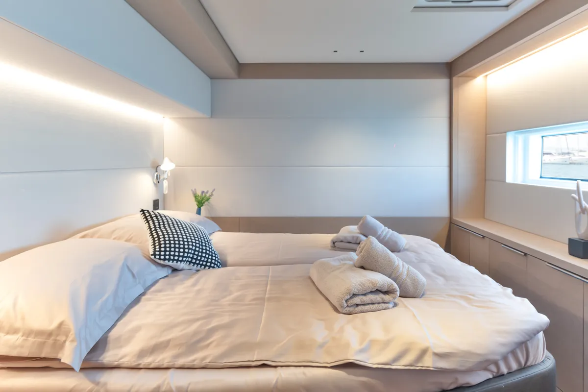 Cabin on Seaductive Orca, a Lagoon Sixty 5 catamaran at Split, Croatia