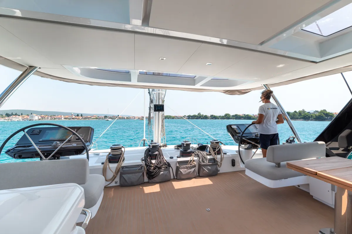 Cockpit of Seaductive Orca, a Lagoon Sixty 5 catamaran at Split, Croatia