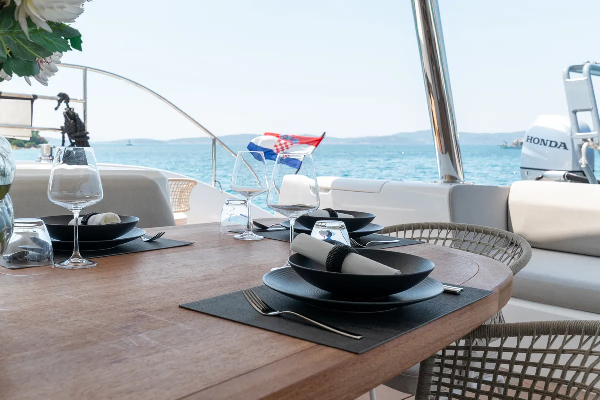 Deck of Seaductive Orca, a Lagoon Sixty 5 catamaran at Split, Croatia