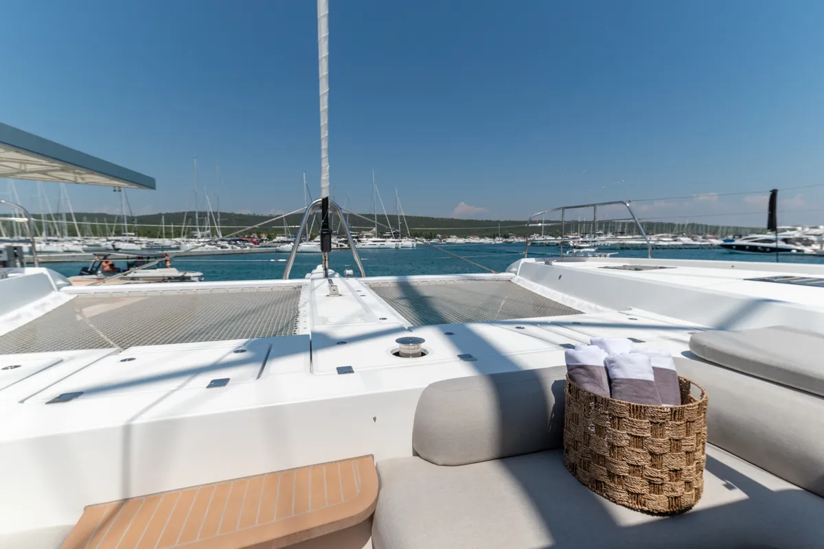 Deck of Seaductive Orca, a Lagoon Sixty 5 catamaran at Split, Croatia