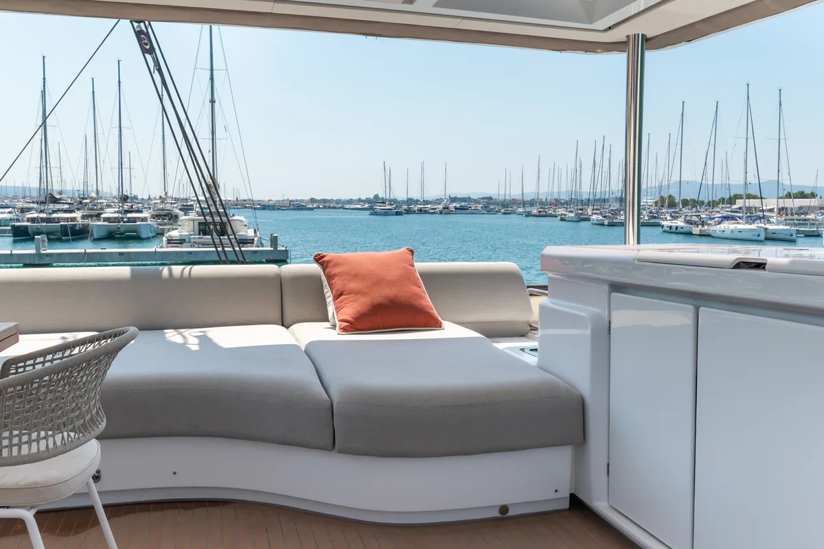 Deck of Seaductive Orca, a Lagoon Sixty 5 catamaran at Split, Croatia