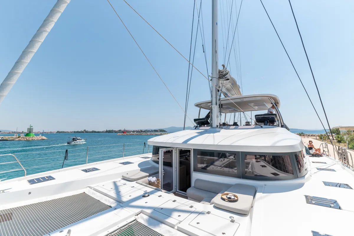 Deck of Seaductive Orca, a Lagoon Sixty 5 catamaran at Split, Croatia