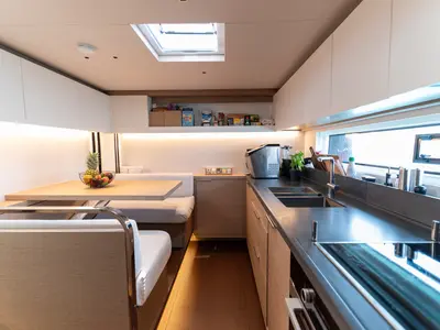 Galley of Seaductive Orca, a Lagoon Sixty 5 catamaran at Split, Croatia