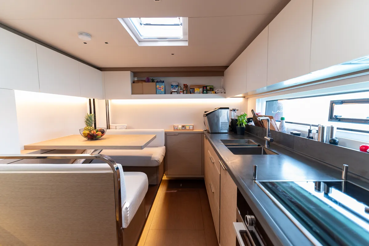 Galley of Seaductive Orca, a Lagoon Sixty 5 catamaran at Split, Croatia